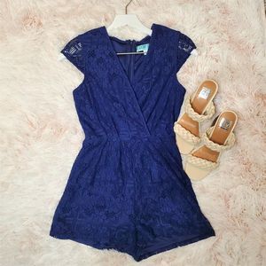 Boutique All Over Lace Mini Navy Jumper